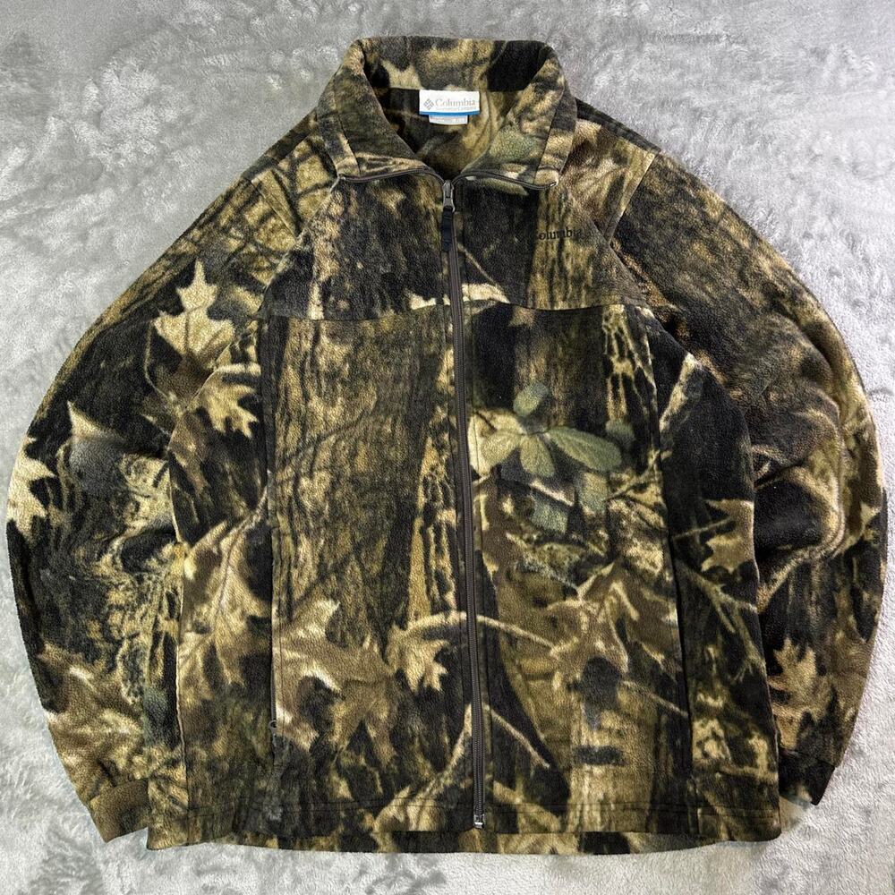 Columbia Camo Fleece Jacket Full Zip Hunting Mossy Oak Style 18/20 Youth